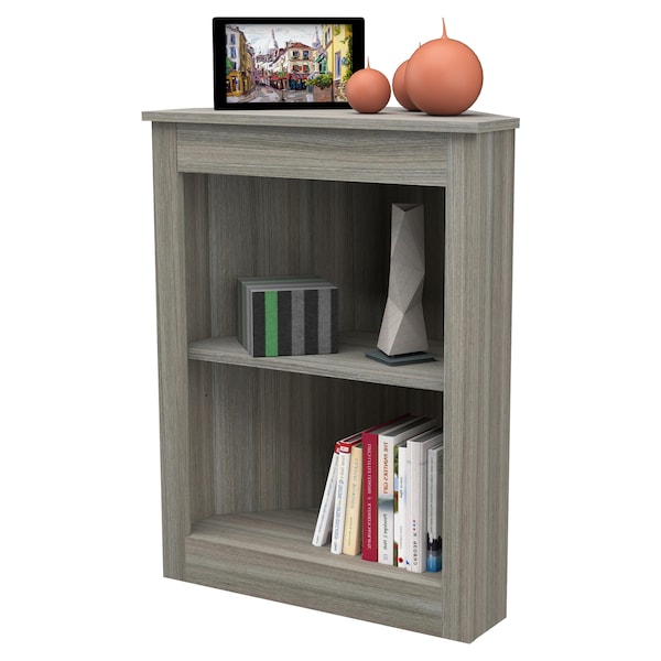 Inval Corner Bookshelf Wall Unit 31.8 in. H  2-shelf in Smoke Oak - BE-12604