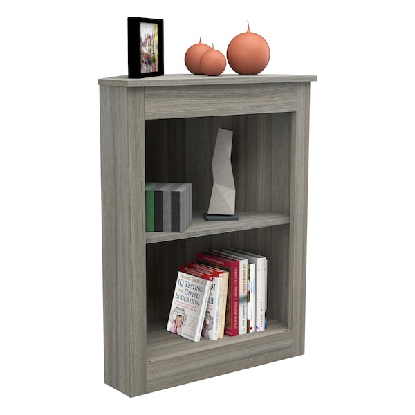 Inval Corner Bookshelf Wall Unit 31.8 in. H  2-shelf in Smoke Oak - BE-12604