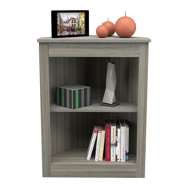 Inval Corner Bookshelf Wall Unit 31.8 in. H  2-shelf in Smoke Oak - BE-12604