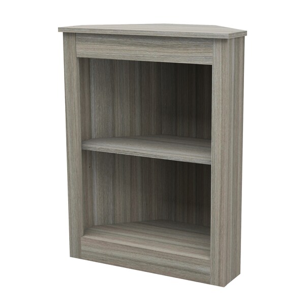 Inval Corner Bookshelf Wall Unit 31.8 in. H  2-shelf in Smoke Oak - BE-12604