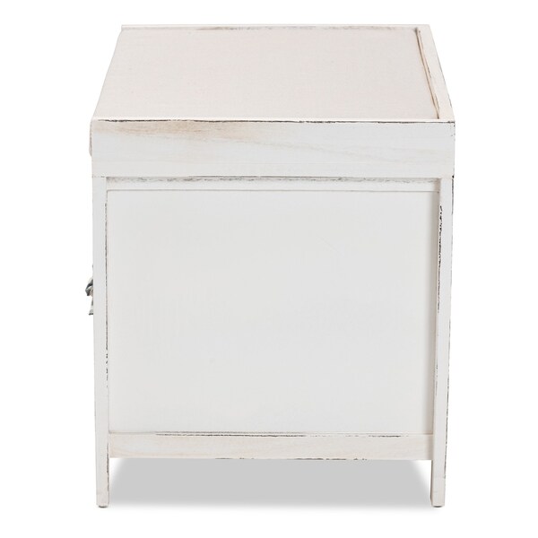 Baxton Studio Jacoby Modern Transitional Beige Fabric Upholstered and Multi-Colored Wood 3-Drawer Storage Bench - 201-12297