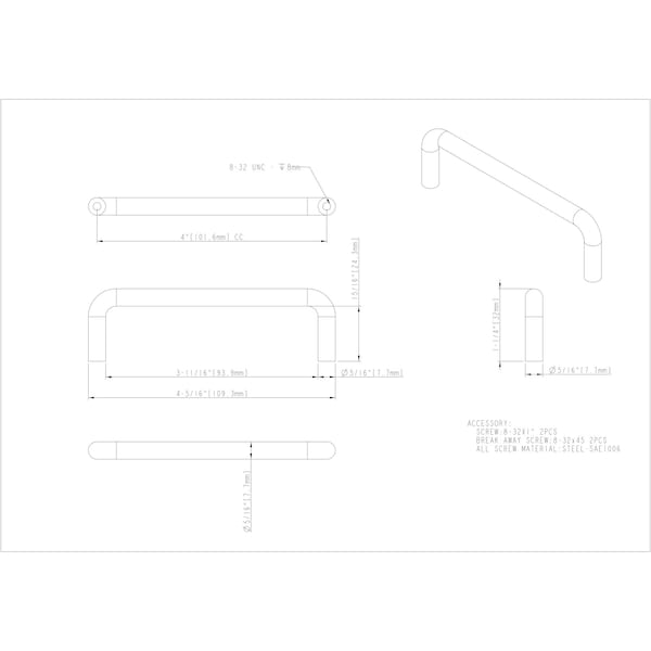 Elements By Hardware Resources 4" Center-to-Center Stainless Steel Torino Cabinet Wire Pull - K271-4SS