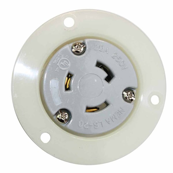 Superior Electric Twist Lock Receptacle Flange 2-Pole 3-Wire 20A 250V NEMA L6-20R - YGF045F