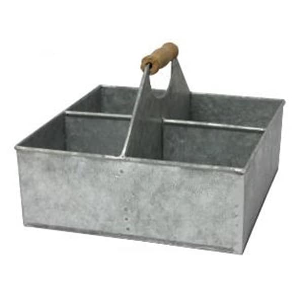 Cheungs Metal 4 Slot Square Caddy with Wood Grip Handle - FP-4012