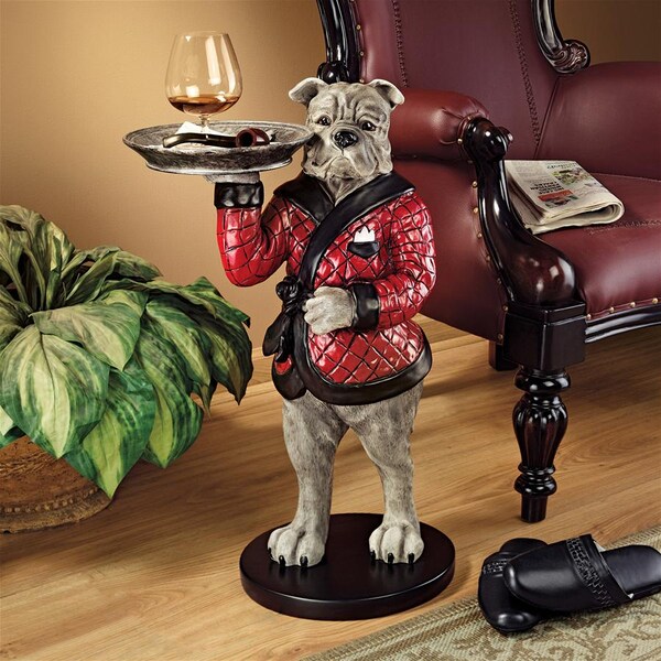 Design Toscano Rex, the Bachelor Bulldog Sculptural Table - VG12427