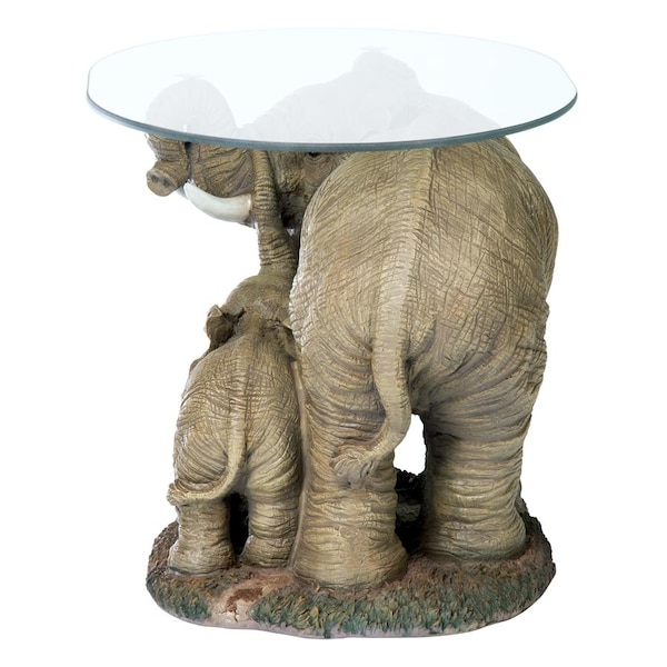 Design Toscano Elephant's Majesty Glass-Topped Cocktail Table - EU30543