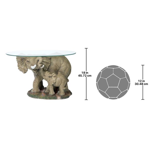 Design Toscano Elephant's Majesty Glass-Topped Cocktail Table - EU30543