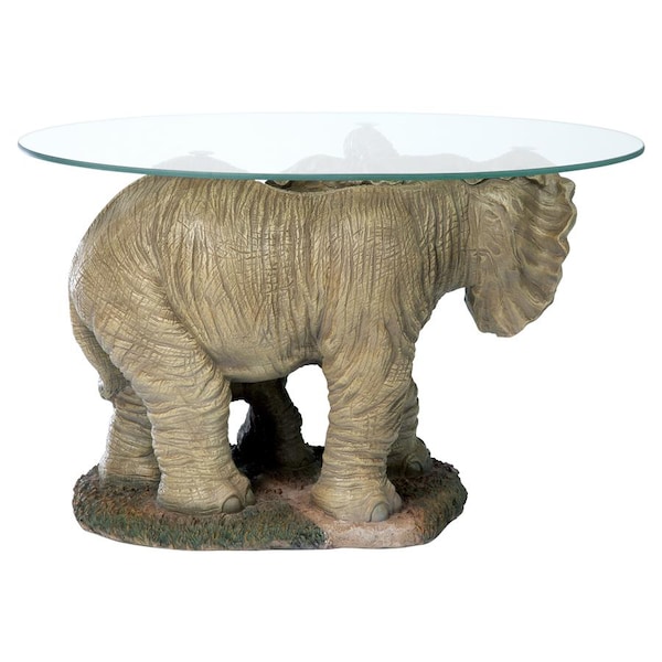 Design Toscano Elephant's Majesty Glass-Topped Cocktail Table - EU30543