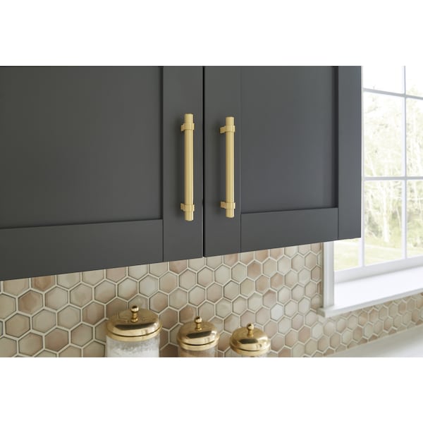 Jeffrey Alexander 192 mm Center-to-Center Brushed Gold Key Grande Cabinet Bar Pull - 5192BG