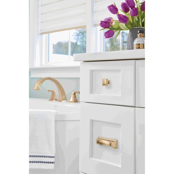 Amerock Appoint 3 in & 3-3/4 in 76mm & 96 mm Center-to-Center Golden Champagne Cabinet Cup Pull - BP36762BBZ
