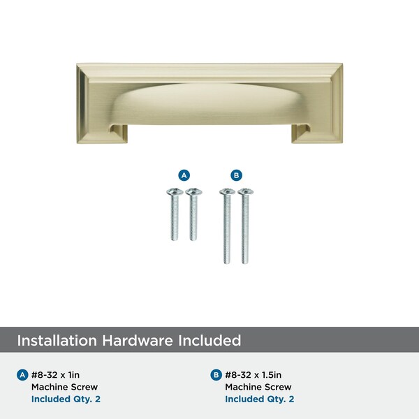 Amerock Appoint 3 in & 3-3/4 in 76mm & 96 mm Center-to-Center Golden Champagne Cabinet Cup Pull - BP36762BBZ