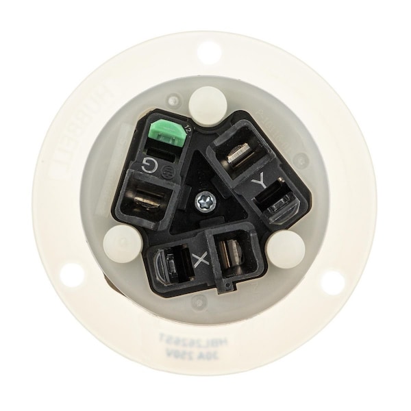 Hubbell Twist-Lock®, EdgeConnect™, Flanged Receptacle, 30A 250V, L6-30R, Screwless Terminal - HBL2626ST