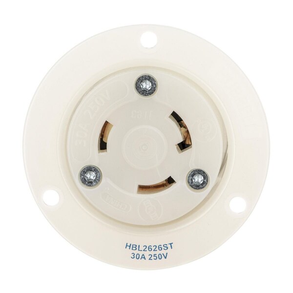 Hubbell Twist-Lock®, EdgeConnect™, Flanged Receptacle, 30A 250V, L6-30R, Screwless Terminal - HBL2626ST