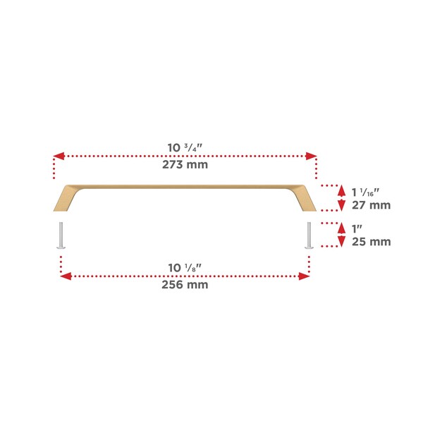 Richelieu 10 1/8 in (256 mm) Center-to-Center Champagne Bronze Contemporary Cabinet Pull - BP7348256CHBRZ