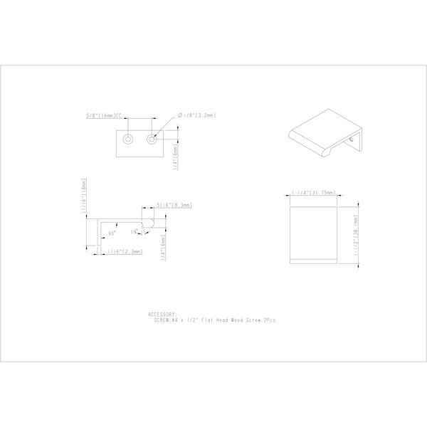 Elements By Hardware Resources 1-1/4" Overall Length Satin Nickel Edgefield Cabinet Tab Pull - A500-125SN