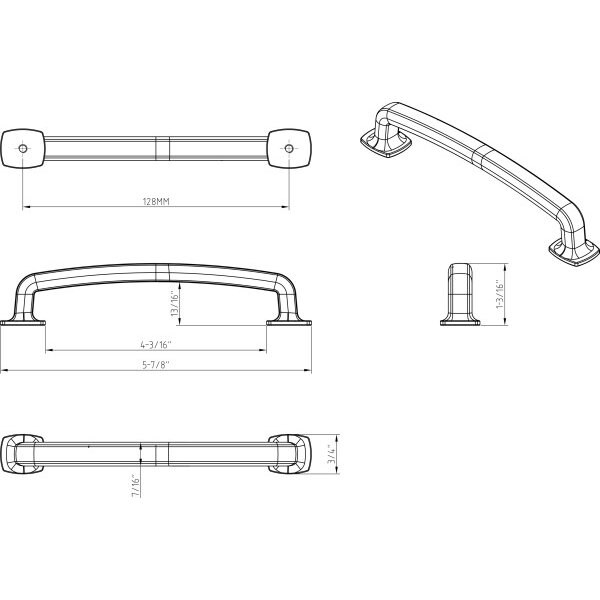 Jeffrey Alexander 128 mm Center-to-Center Polished Nickel Belcastel 1 Cabinet Pull - MO6373-128NI