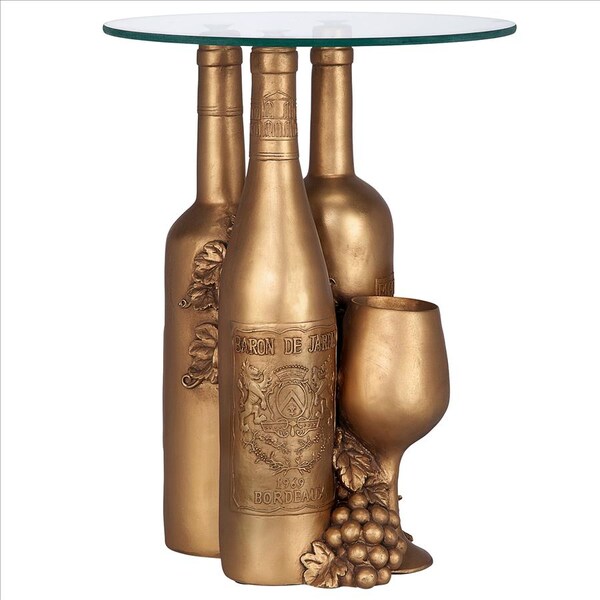 Design Toscano Wine and Dine Sculptural Glass-Topped Table - EU32574
