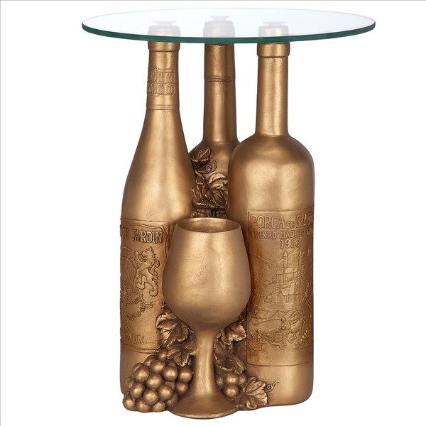 Design Toscano Wine and Dine Sculptural Glass-Topped Table - EU32574