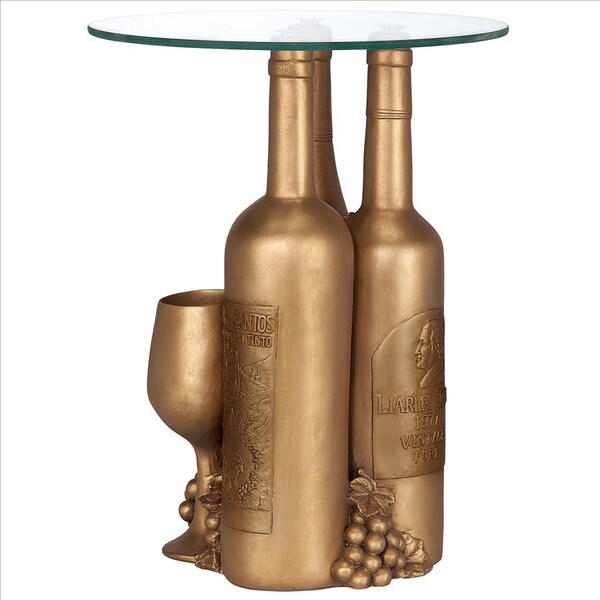 Design Toscano Wine and Dine Sculptural Glass-Topped Table - EU32574
