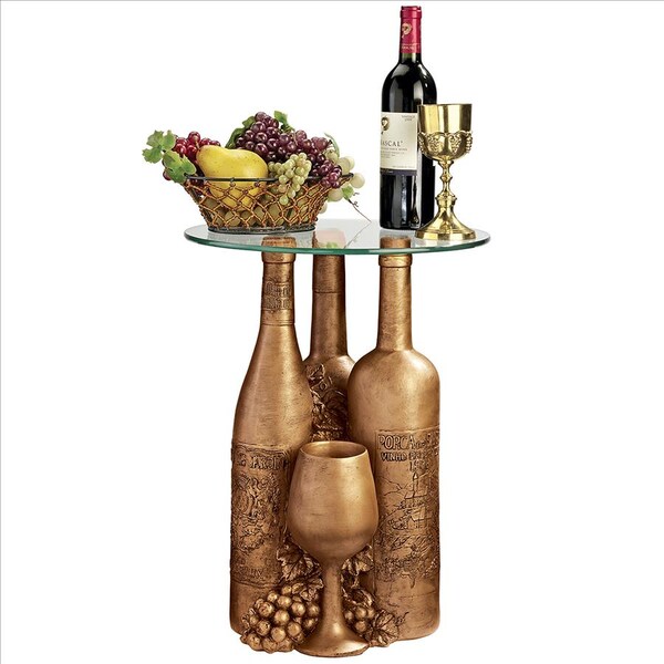 Design Toscano Wine and Dine Sculptural Glass-Topped Table - EU32574