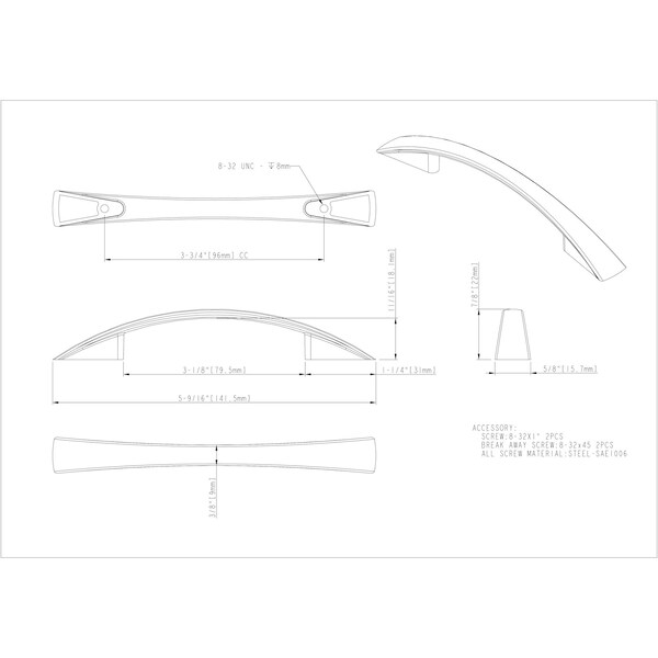 Jeffrey Alexander 96 mm Center-to-Center Polished Chrome Flared Regan Cabinet Pull - 847-96PC