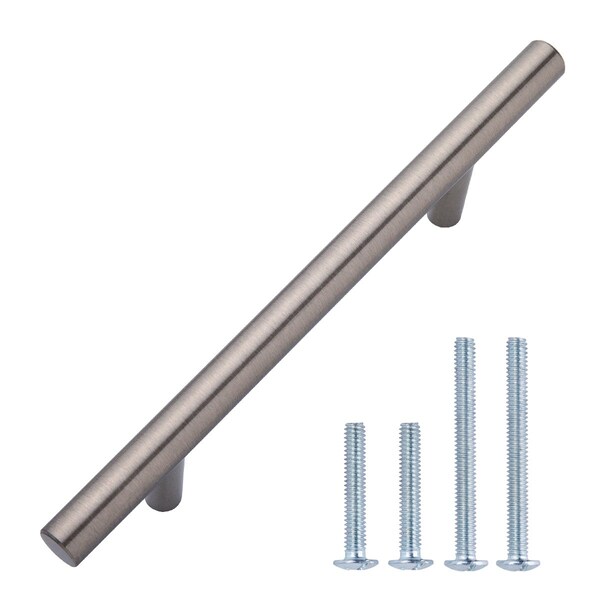South Main Hardware Euro Bar Cabinet Handle (3/8" Diameter), 5.88" Length (3.5" Hole Center), Satin Nickel, 10PK - SH686-SN-10