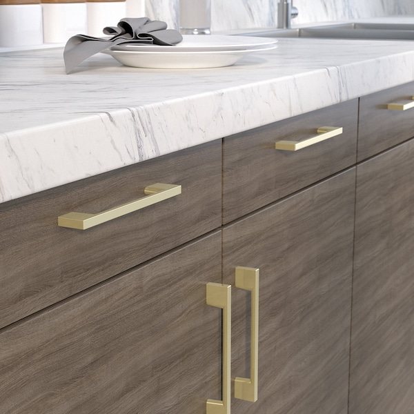 Richelieu 5 1/16 in (128 mm) Center-to-Center Satin Brass Contemporary Drawer Pull - BP8160128160