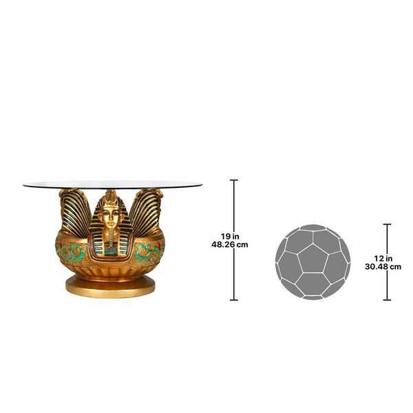 Design Toscano Three Heads of Tutankhamen Sculptural Glass-Topped Table - KY414