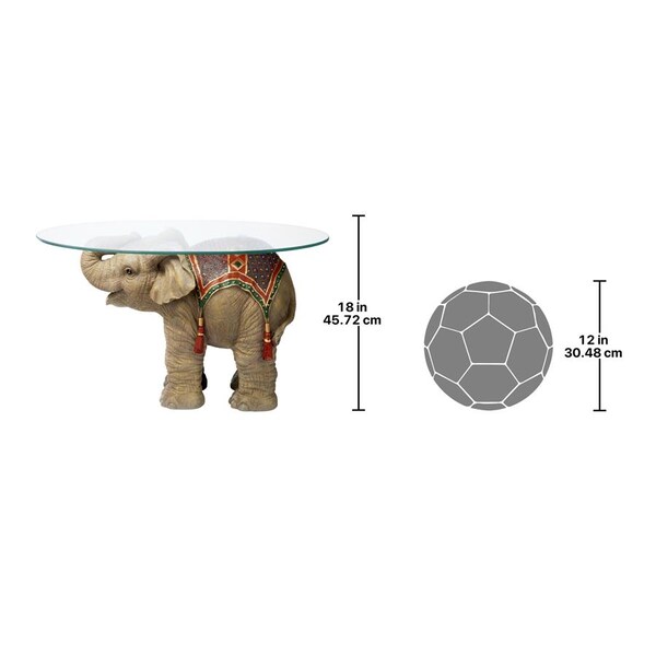 Design Toscano Jaipur Elephant Festival Glass-Topped Cocktail Table - EU29868