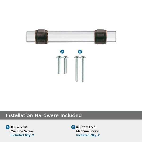 Amerock Glacio 3 in 76 mm Center-to-Center Clear/Oil-Rubbed Bronze Cabinet Pull - BP36659CORB