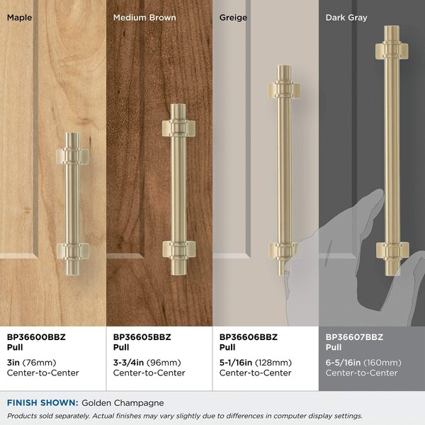 Amerock Davenport 6-5/16 in 160 mm Center-to-Center Golden Champagne Cabinet Pull - BP36607BBZ