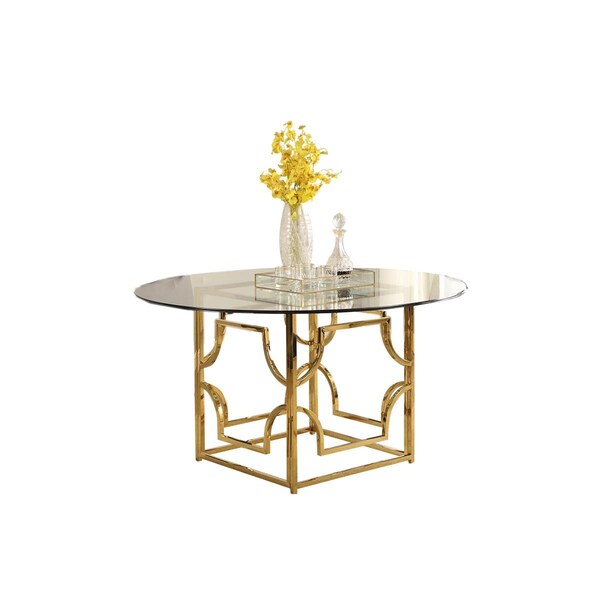 Best Master Furniture E53 Gold 60 Table 60 in. Kina Gold Plated Table - E53 GOLD 60&QUOT; TABLE