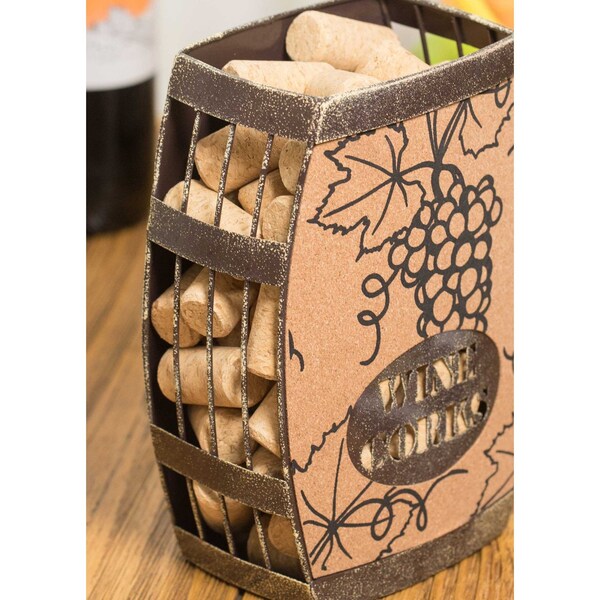 Vintiquewise Vintage Decorative Metal Barrel Shaped Tabletop Countertop Wine Cork Holder - QI003566