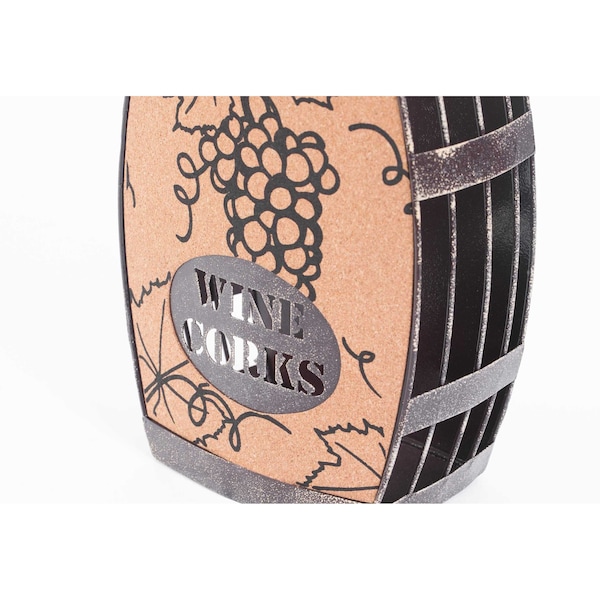 Vintiquewise Vintage Decorative Metal Barrel Shaped Tabletop Countertop Wine Cork Holder - QI003566