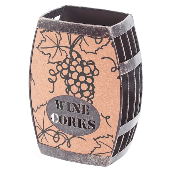 Vintiquewise Vintage Decorative Metal Barrel Shaped Tabletop Countertop Wine Cork Holder - QI003566