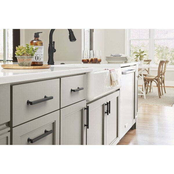Amerock Everett 7-9/16 inch 192mm Center-to-Center Matte Black Cabinet Pull - BP37107MB