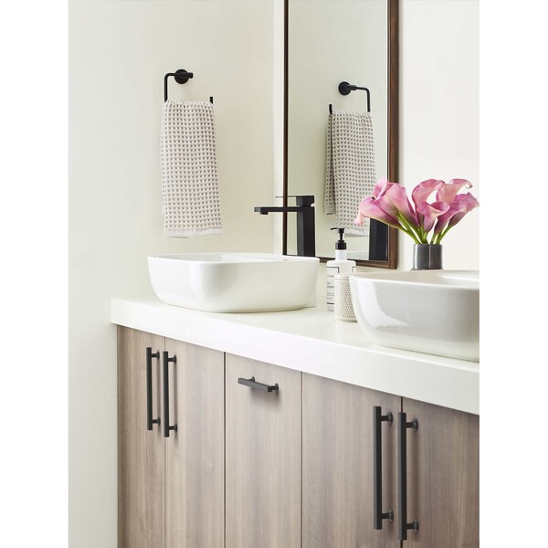 Amerock Everett 7-9/16 inch 192mm Center-to-Center Matte Black Cabinet Pull - BP37107MB