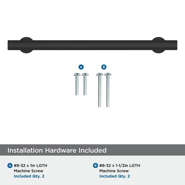 Amerock Everett 7-9/16 inch 192mm Center-to-Center Matte Black Cabinet Pull - BP37107MB