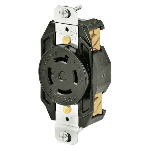 Bryant Locking Device, Receptacle, 30A 3-Phase Delta 600V AC, 3-Pole 4-Wire Grndng, L17-30R, Screw Terminal - 71730FR