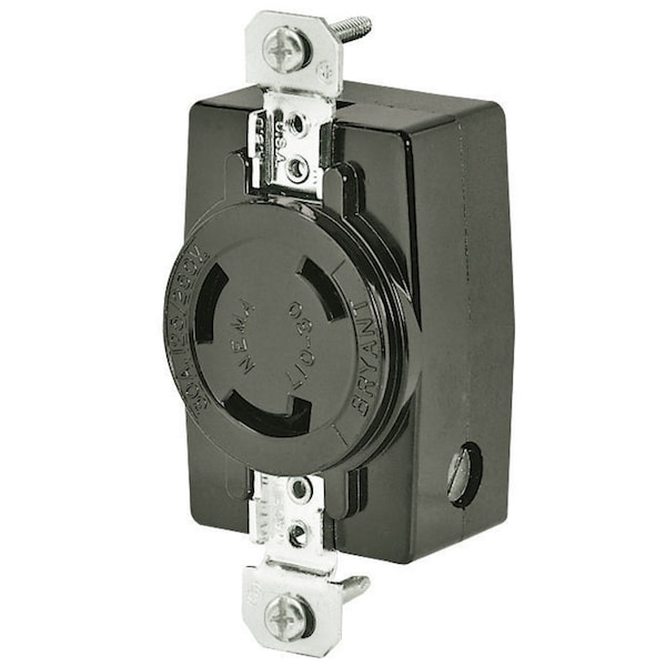 Bryant Locking Device, Flsh Receptacle, 30A 125/250V, 3-Pole 3-Wire Non-Grounding, L10-30R, Scrw Term, Blk - 71030FR