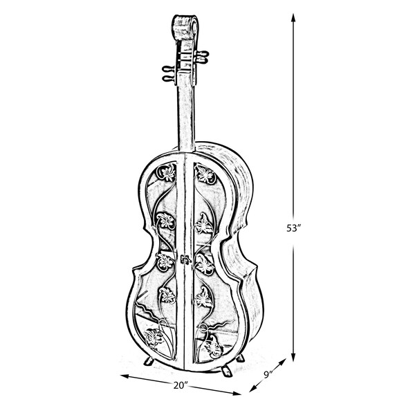 Vintiquewise 4.5 Feet Tall Violin Shaped Cabinet With 2 Shelf and Acrylic Clear Double Door - QI003770