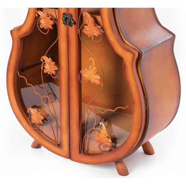 Vintiquewise 4.5 Feet Tall Violin Shaped Cabinet With 2 Shelf and Acrylic Clear Double Door - QI003770