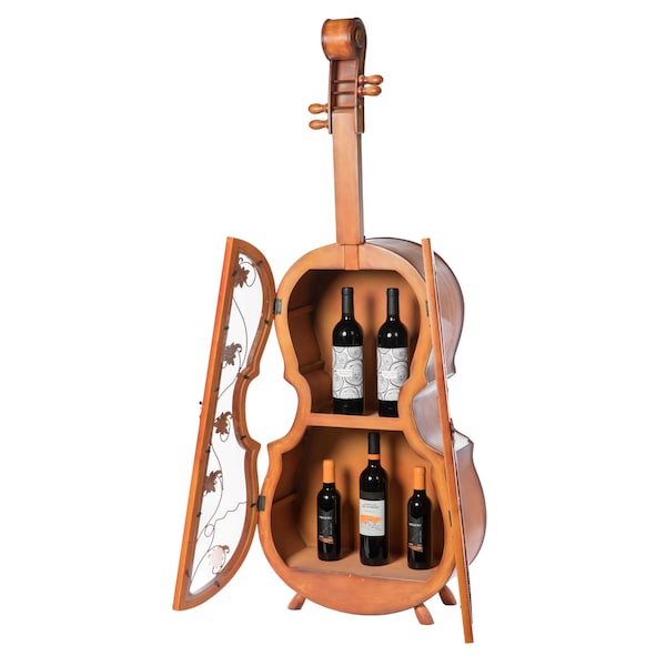Vintiquewise 4.5 Feet Tall Violin Shaped Cabinet With 2 Shelf and Acrylic Clear Double Door - QI003770