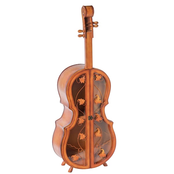 Vintiquewise 4.5 Feet Tall Violin Shaped Cabinet With 2 Shelf and Acrylic Clear Double Door - QI003770