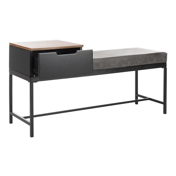 Safavieh Maruka Bench with Storage; Grey Wash & Dark Green - 24 x 47.3 x 16 in. - BCH6401D