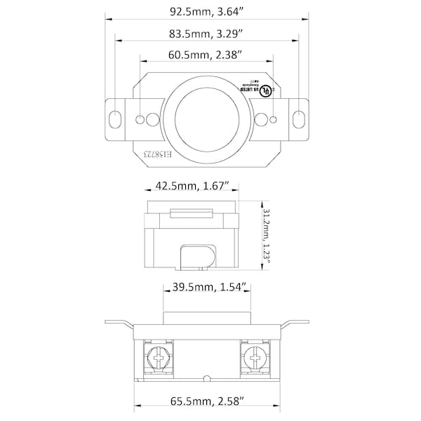 Ac Works 30A, 600V, NEMA L17-30R Flush Mount Locking Industrial Grade Receptacle - FML1730R