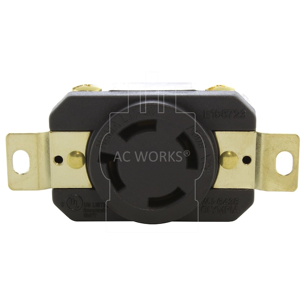 Ac Works 30A, 600V, NEMA L17-30R Flush Mount Locking Industrial Grade Receptacle - FML1730R