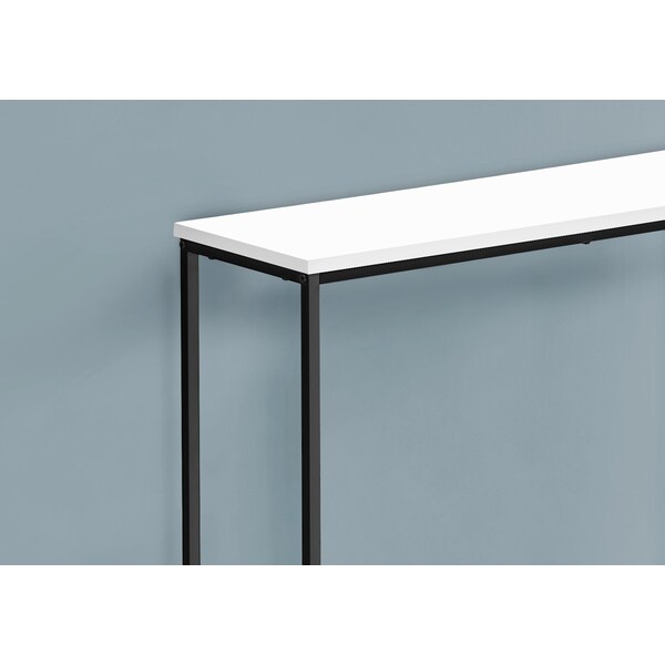 Monarch Specialties Accent Table, Console, Entryway, Narrow, Sofa, Living Room, Bedroom, White Laminate, Black Metal - I 2252
