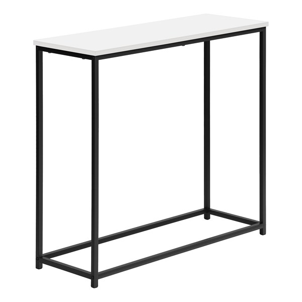Monarch Specialties Accent Table, Console, Entryway, Narrow, Sofa, Living Room, Bedroom, White Laminate, Black Metal - I 2252