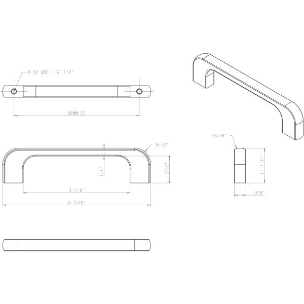 Jeffrey Alexander 96 mm Center-to-Center Satin Nickel Alvar Cabinet Pull - 264-96SN